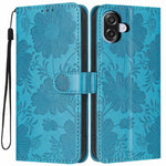 Custodia per telefono in ecopelle con stampa girasole in rilievo e cordino nero sottile., For Samsung Galaxy M06 5G, For Samsung Galaxy M33