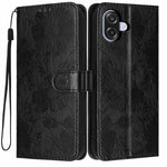 Custodia per telefono in ecopelle con stampa girasole in rilievo e cordino nero sottile., For Samsung Galaxy M06 5G, For Samsung Galaxy M33