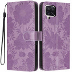 Custodia per telefono in ecopelle con stampa girasole in rilievo e cordino nero sottile., For Samsung Galaxy M06 5G, For Samsung Galaxy M33