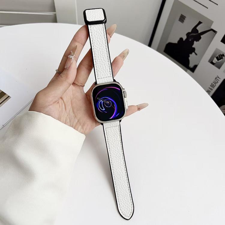 Cinturino per orologio xDfind in ecopelle con texture litchi e fibbia magnetica., For Apple Watch 42 / 44 / 45 / 46 / 49mm, For Apple Watch 38 / 40 / 41 / S11 42mm