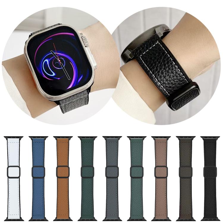 Cinturino per orologio xDfind in ecopelle con texture litchi e fibbia magnetica., For Apple Watch 42 / 44 / 45 / 46 / 49mm, For Apple Watch 38 / 40 / 41 / S11 42mm