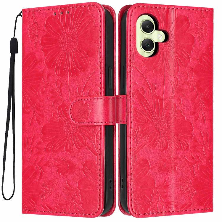 Custodia per telefono in ecopelle con stampa girasole in rilievo e cordino nero sottile., For Samsung Galaxy A05, For Samsung Galaxy A34 5G, For Samsung Galaxy A54 5G, For Samsung Galaxy A53 5G