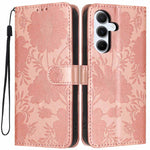 Custodia per telefono in ecopelle con stampa girasole in rilievo e cordino nero sottile., For Samsung Galaxy A06 4G, For Samsung Galaxy A15 4G / 5G, For Samsung Galaxy A55 5G, For Samsung Galaxy A35 5G