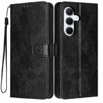Custodia per telefono in ecopelle con stampa girasole in rilievo e cordino nero sottile., For Samsung Galaxy A06 4G, For Samsung Galaxy A15 4G / 5G, For Samsung Galaxy A55 5G, For Samsung Galaxy A35 5G