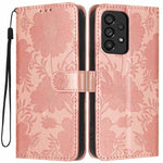Custodia per telefono in ecopelle con stampa girasole in rilievo e cordino nero sottile., For Samsung Galaxy A05, For Samsung Galaxy A34 5G, For Samsung Galaxy A54 5G, For Samsung Galaxy A53 5G