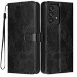 Custodia per telefono in ecopelle con stampa girasole in rilievo e cordino nero sottile., For Samsung Galaxy A05, For Samsung Galaxy A34 5G, For Samsung Galaxy A54 5G, For Samsung Galaxy A53 5G