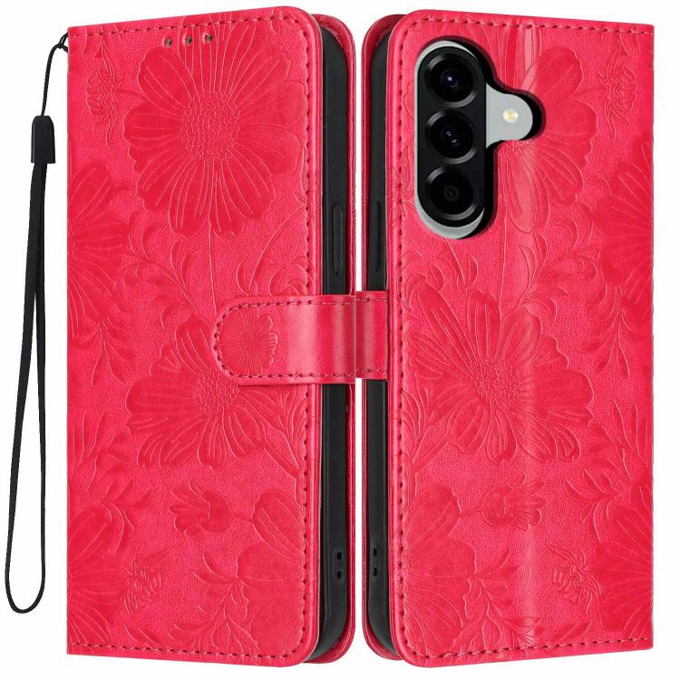 Custodia per telefono in ecopelle con stampa girasole in rilievo e cordino nero sottile., For Samsung Galaxy A17 4G, For Samsung Galaxy A26 5G / A17 5G, For Samsung Galaxy A56 5G, For Samsung Galaxy A16 4G / 5G