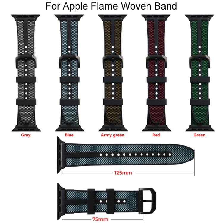 Cinturino per orologio xDfind Flame Hybrid in nylon intrecciato e silicone, For Apple Watch 42 / 44 / 45 / 46 / 49mm, For Apple Watch 38 / 40 / 41 / S11 42mm