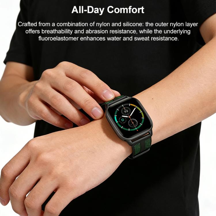 Cinturino per orologio xDfind Flame Hybrid in nylon intrecciato e silicone, For Apple Watch 42 / 44 / 45 / 46 / 49mm, For Apple Watch 38 / 40 / 41 / S11 42mm