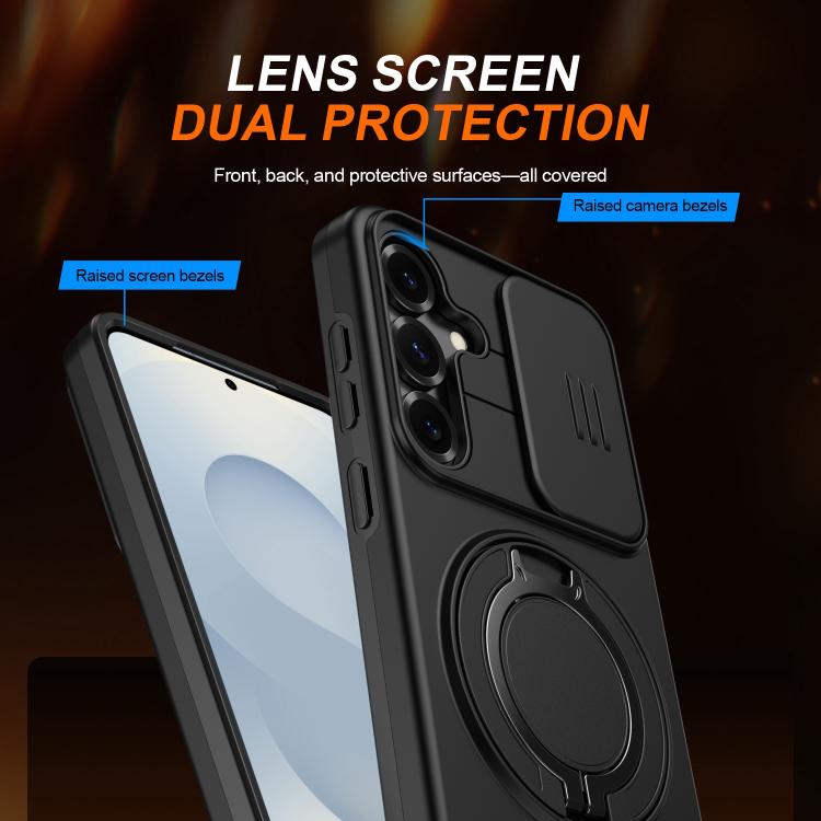 Custodia per telefono con schermo scorrevole, supporto magnetico girevole e protezione per la fotocamera., For Galaxy S25 / S24 5G, For Galaxy S25+ / S24+ 5G, For Galaxy S25 Ultra 5G