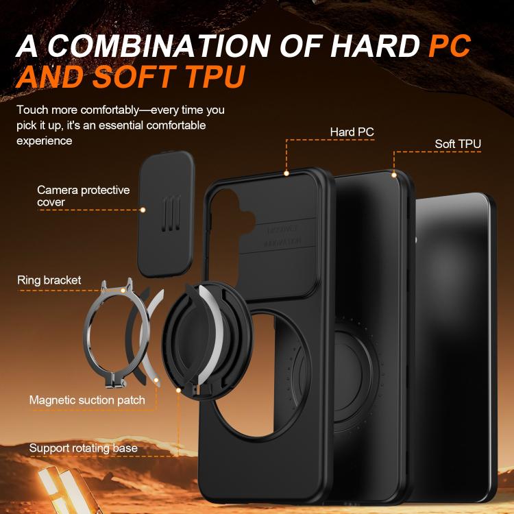 Custodia per telefono con schermo scorrevole, supporto magnetico girevole e protezione per la fotocamera., For Galaxy S25 / S24 5G, For Galaxy S25+ / S24+ 5G, For Galaxy S25 Ultra 5G