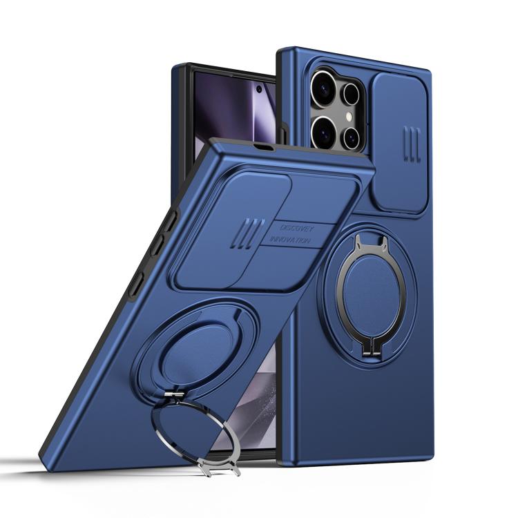 Custodia per telefono con schermo scorrevole, supporto magnetico girevole e protezione per la fotocamera., For Galaxy S24 FE 5G, For Galaxy S24 Ultra 5G, For Galaxy S23 Ultra / S22 Ultra