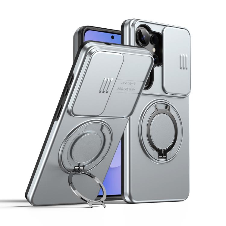 Custodia per telefono con schermo scorrevole, supporto magnetico girevole e protezione per la fotocamera., For Galaxy S26 Ultra 5G, For Galaxy S26 5G, For Galaxy S25 FE 5G