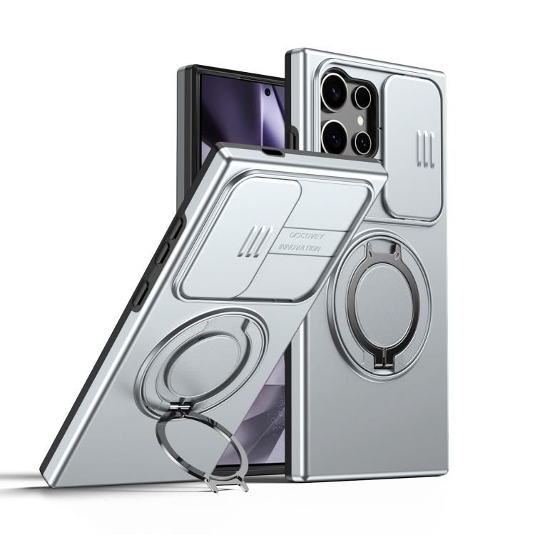 Custodia per telefono con schermo scorrevole, supporto magnetico girevole e protezione per la fotocamera., For Galaxy S24 FE 5G, For Galaxy S24 Ultra 5G, For Galaxy S23 Ultra / S22 Ultra