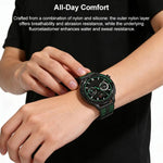 Cinturino per orologio xDfind Flame Hybrid in nylon intrecciato e silicone, 22mm