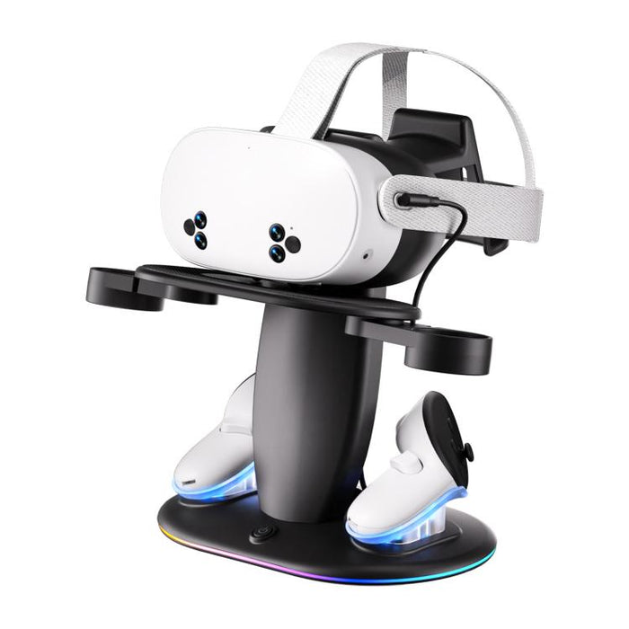 Supporto per display VR con illuminazione RGB WG68 e ricarica rapida, spina USA., For Meta Quest 2 / 3 / 3S