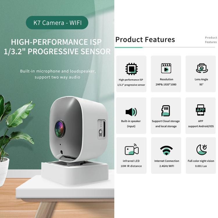 Telecamera di sorveglianza wireless WiFi intelligente ad alta definizione grandangolare, 30W Pixels, 300W Pixels