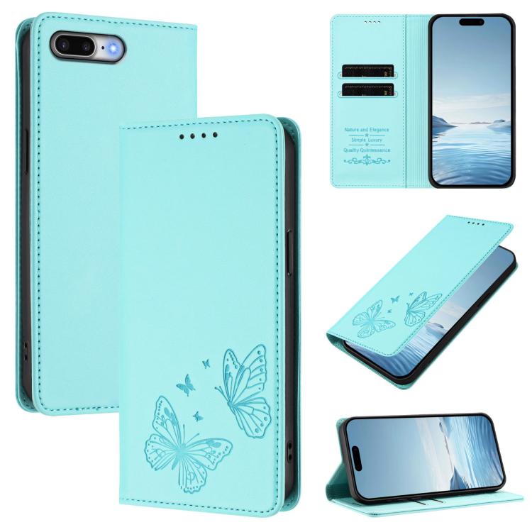 Robusta custodia per telefono in ecopelle con doppia protezione RFID a farfalla e magnete., For iPhone XS Max, For iPhone 8 Plus / 7 Plus