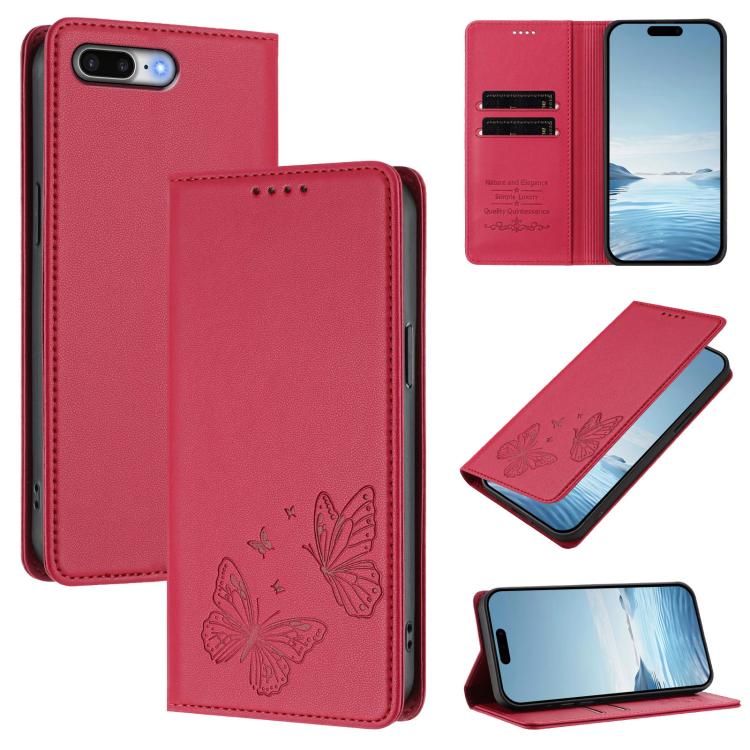 Robusta custodia per telefono in ecopelle con doppia protezione RFID a farfalla e magnete., For iPhone XS Max, For iPhone 8 Plus / 7 Plus