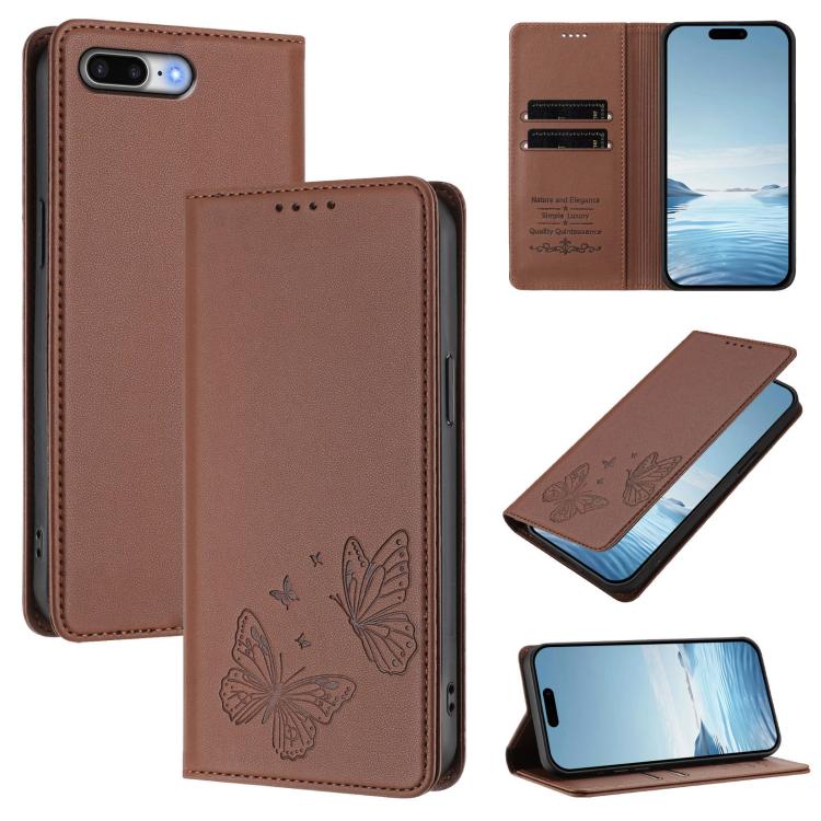 Robusta custodia per telefono in ecopelle con doppia protezione RFID a farfalla e magnete., For iPhone XS Max, For iPhone 8 Plus / 7 Plus