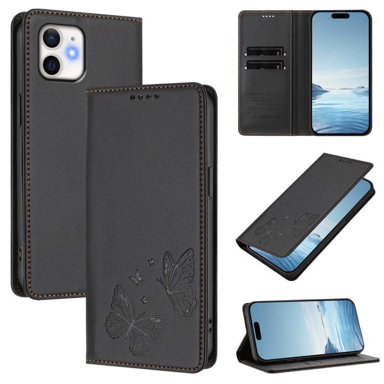 Robusta custodia per telefono in ecopelle con doppia protezione RFID a farfalla e magnete., For iPhone 11, For iPhone 11 Pro
