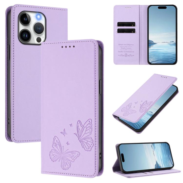 Robusta custodia per telefono in ecopelle con doppia protezione RFID a farfalla e magnete., For iPhone 14 / 13, For iPhone 14 Pro