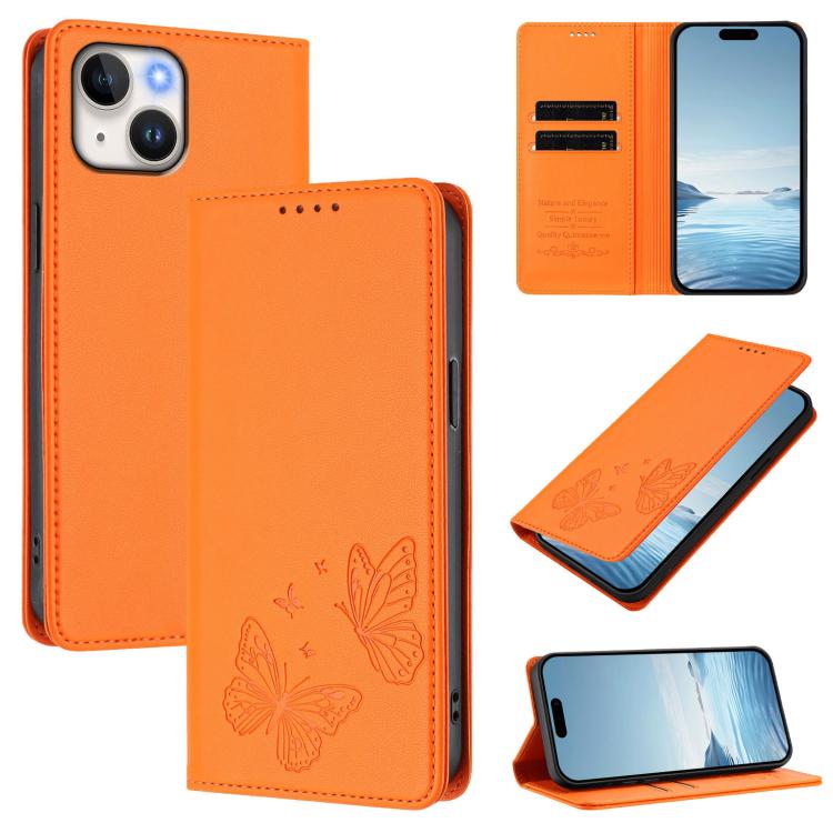Robusta custodia per telefono in ecopelle con doppia protezione RFID a farfalla e magnete., For iPhone 15, For iPhone 14 Plus