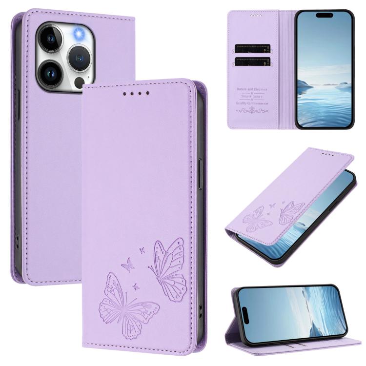 Robusta custodia per telefono in ecopelle con doppia protezione RFID a farfalla e magnete., For iPhone 16, For iPhone 15 Pro Max