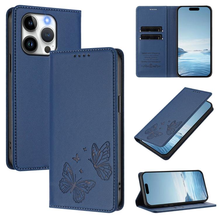 Robusta custodia per telefono in ecopelle con doppia protezione RFID a farfalla e magnete., For iPhone 16, For iPhone 15 Pro Max