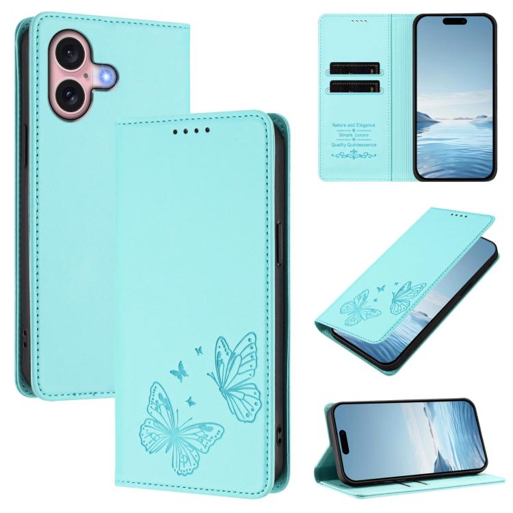Robusta custodia per telefono in ecopelle con doppia protezione RFID a farfalla e magnete., For iPhone 16, For iPhone 15 Pro Max