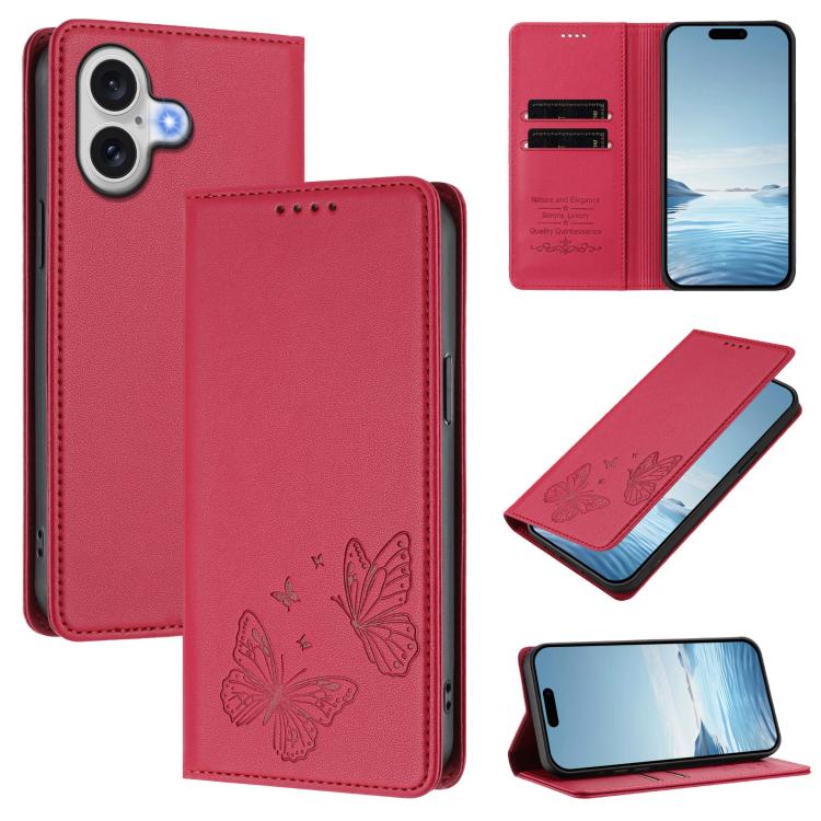 Robusta custodia per telefono in ecopelle con doppia protezione RFID a farfalla e magnete., For iPhone 17 Pro, For iPhone 17