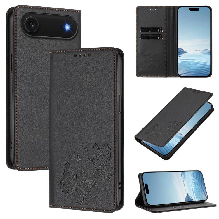 Robusta custodia per telefono in ecopelle con doppia protezione RFID a farfalla e magnete., For iPhone Air, For iPhone 16 Pro Max