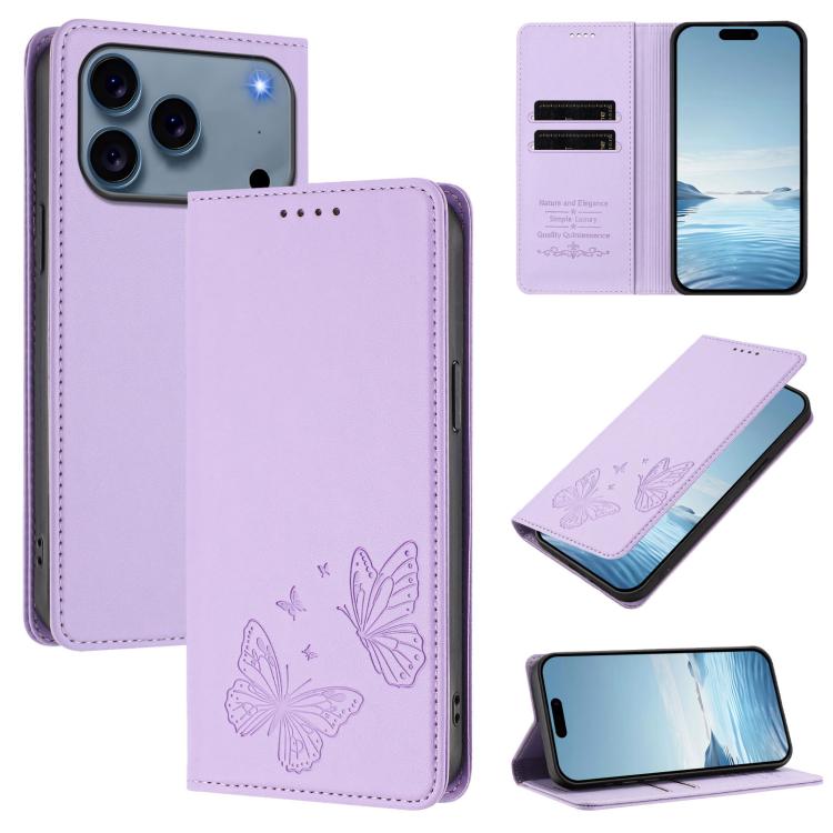 Robusta custodia per telefono in ecopelle con doppia protezione RFID a farfalla e magnete., For iPhone 17 Pro, For iPhone 17