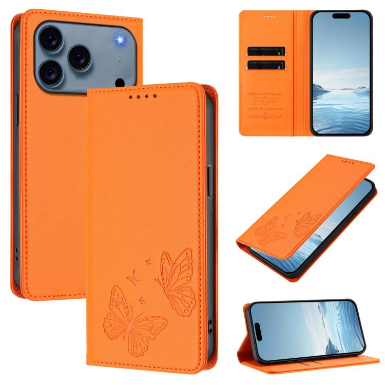 Robusta custodia per telefono in ecopelle con doppia protezione RFID a farfalla e magnete., For iPhone 17 Pro, For iPhone 17