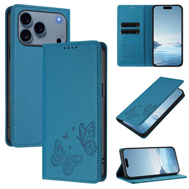 Robusta custodia per telefono in ecopelle con doppia protezione RFID a farfalla e magnete., For iPhone 17 Pro, For iPhone 17