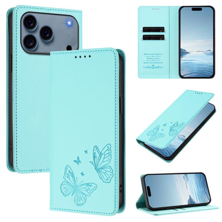 Robusta custodia per telefono in ecopelle con doppia protezione RFID a farfalla e magnete., For iPhone 17e / 16e, For iPhone 17 Pro Max