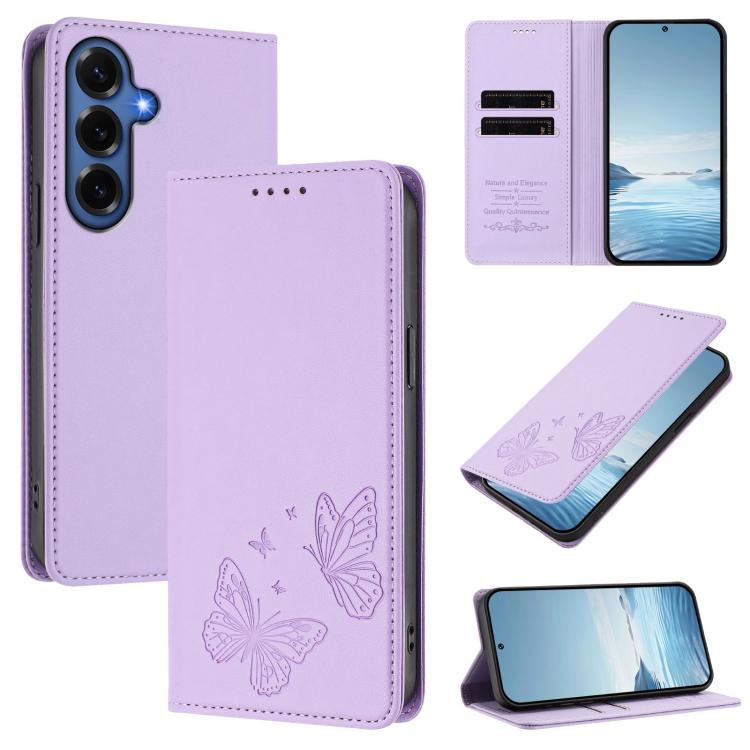 Robusta custodia per telefono in ecopelle con doppia protezione RFID a farfalla e magnete., For Galaxy S26 FE 5G, For Galaxy S26+ 5G