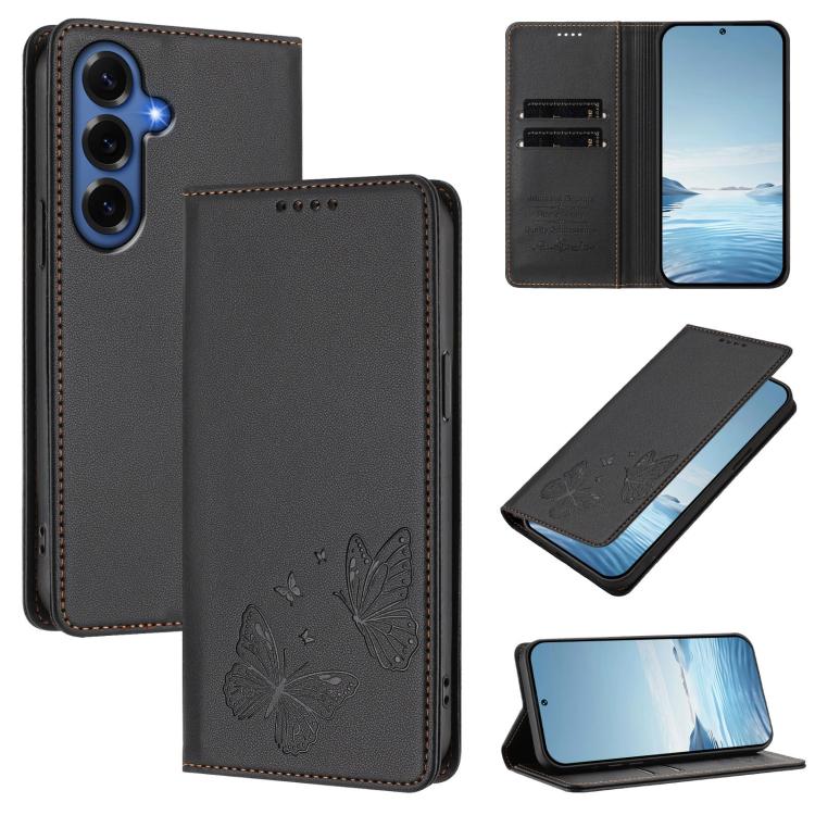 Robusta custodia per telefono in ecopelle con doppia protezione RFID a farfalla e magnete., For Galaxy S26 FE 5G, For Galaxy S26+ 5G
