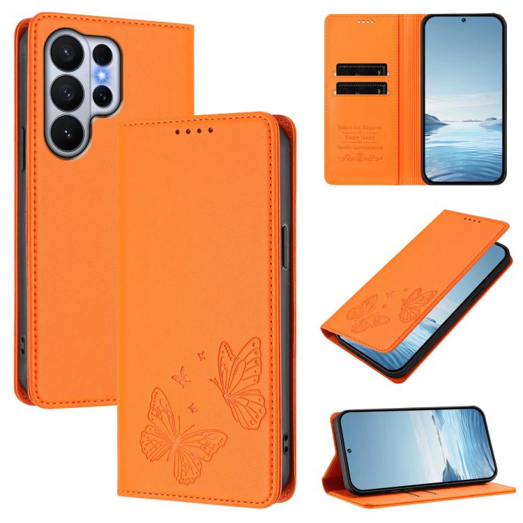 Robusta custodia per telefono in ecopelle con doppia protezione RFID a farfalla e magnete., For Galaxy S26 Edge 5G, For Galaxy S26 Ultra 5G