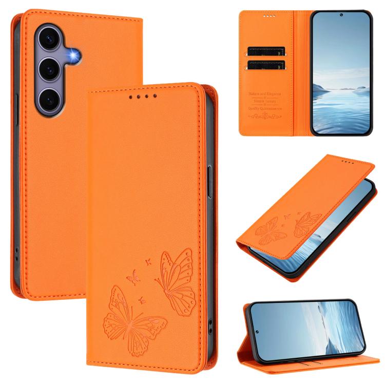 Robusta custodia per telefono in ecopelle con doppia protezione RFID a farfalla e magnete., For Galaxy S25 Edge 5G, For Galaxy S25 / S24 5G