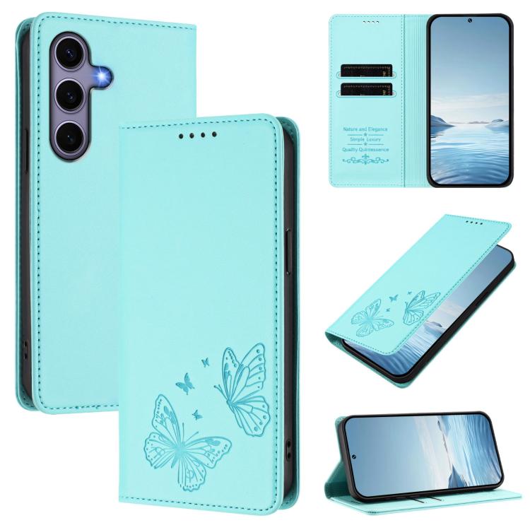 Robusta custodia per telefono in ecopelle con doppia protezione RFID a farfalla e magnete., For Galaxy S25+ / S24+ 5G, For Galaxy S25 Ultra 5G