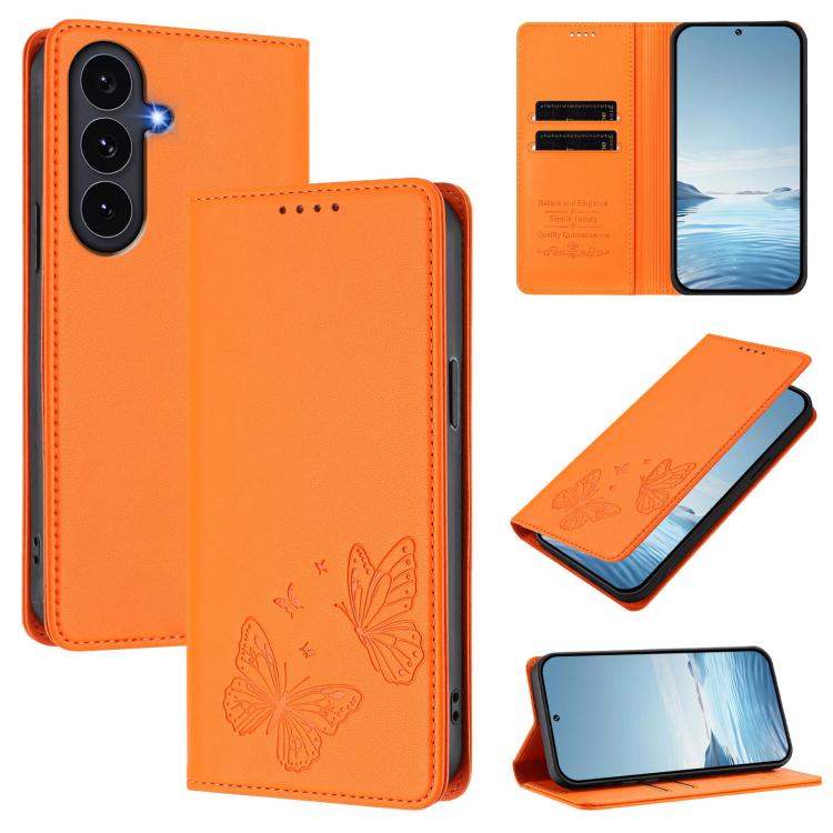 Robusta custodia per telefono in ecopelle con doppia protezione RFID a farfalla e magnete., For Galaxy S26 5G, For Galaxy S25 FE 5G