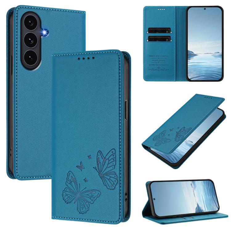 Robusta custodia per telefono in ecopelle con doppia protezione RFID a farfalla e magnete., For Galaxy S26 5G, For Galaxy S25 FE 5G