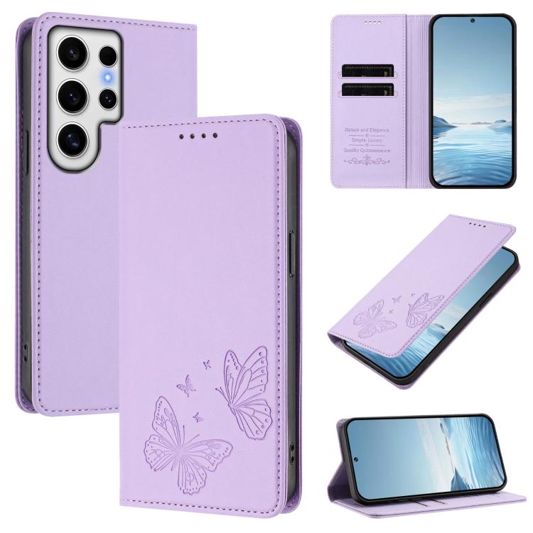 Robusta custodia per telefono in ecopelle con doppia protezione RFID a farfalla e magnete., For Galaxy S24 FE 5G, For Galaxy S24 Ultra 5G