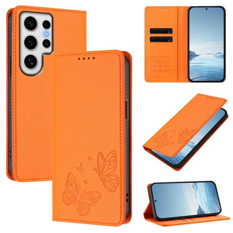 Robusta custodia per telefono in ecopelle con doppia protezione RFID a farfalla e magnete., For Galaxy S24 FE 5G, For Galaxy S24 Ultra 5G