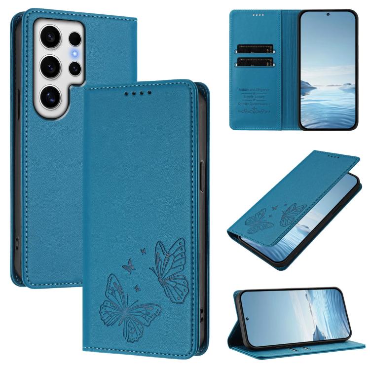 Robusta custodia per telefono in ecopelle con doppia protezione RFID a farfalla e magnete., For Galaxy S24 FE 5G, For Galaxy S24 Ultra 5G