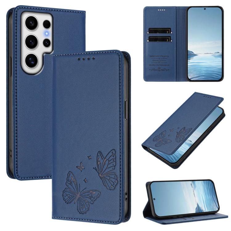 Robusta custodia per telefono in ecopelle con doppia protezione RFID a farfalla e magnete., For Galaxy S24 FE 5G, For Galaxy S24 Ultra 5G