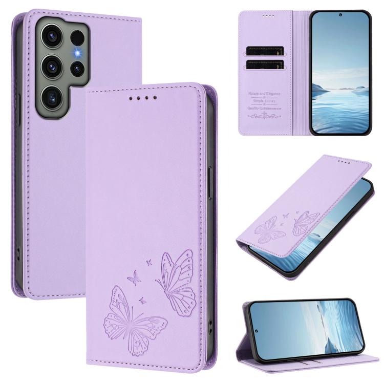 Robusta custodia per telefono in ecopelle con doppia protezione RFID a farfalla e magnete., For Galaxy S23 FE 5G, For Galaxy S23 Ultra 5G