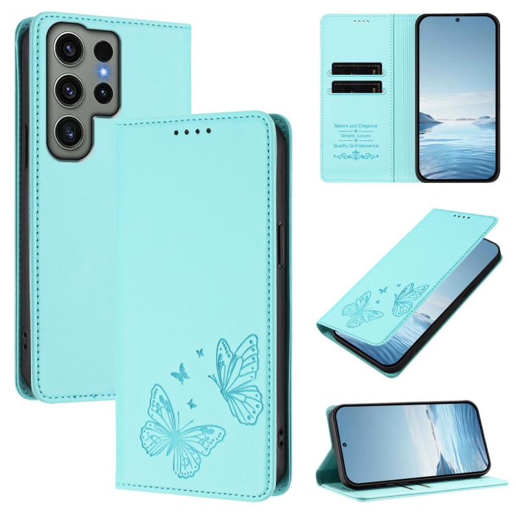 Robusta custodia per telefono in ecopelle con doppia protezione RFID a farfalla e magnete., For Galaxy S23 FE 5G, For Galaxy S23 Ultra 5G