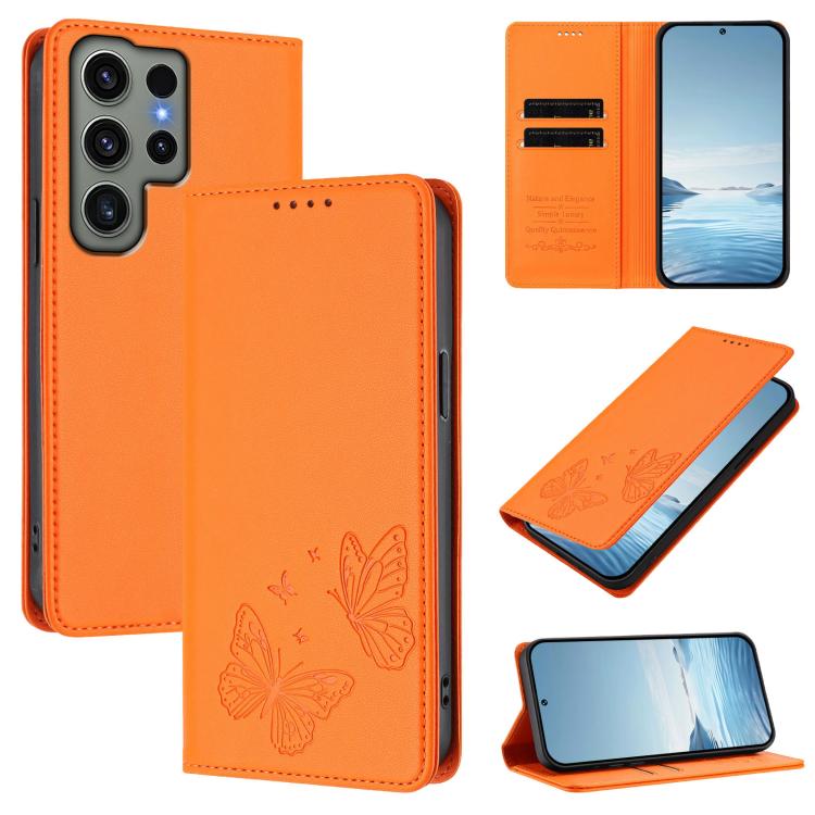 Robusta custodia per telefono in ecopelle con doppia protezione RFID a farfalla e magnete., For Galaxy S23 FE 5G, For Galaxy S23 Ultra 5G